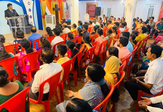 Hundreds gathered to the Rev Dr Bro Andrew Richard's Blessing prayer organised by Grace Ministry at its prayer centre in Balmatta, Mangalore here on Friday 13th, 2019. 